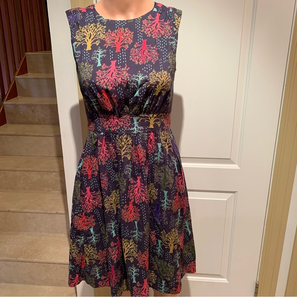 EMILY & FIN. Dress w/ tree prints in different colors. Cotton fit & flar… - Picture 2 of 11